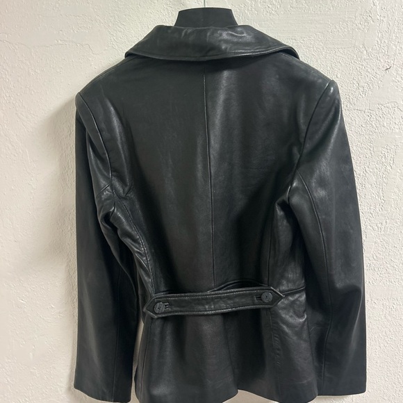 Sienna Studio Black Leather Jacket Timeless Tailored Design - Picture 5 of 6